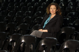 Wednesday 14th July 2010. Baxter Theatre Centre, Rondebosch, Cape Town, Western Cape, South Africa. LARA FOOT IS NEW BAXTER DIRECTOR AND CEO! Lara Foot takes a seat as she sits for a photo in the new Flipside Theatre space at the Baxter Theatre Centre. Award winning playwright and theatre director Lara Foot poses informally for a series of images shortly after taking over the helm as the Baxter Theatre Centre's new Director and Chief Executive Officer (CEO) on Wednesday 14th July 2010 at the Baxter Theatre Centre situated in Rondebosch, Cape Town, Western Cape, South Africa. PICTURE: MARK WESSELS. 14/07/2010. +27 (0)21 551 5527. +27 (0)78 222 8777. atomic7@mweb.co.za www.markwesselsphoto.com