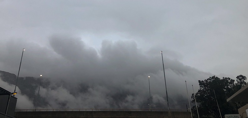 Table Mountain behind the clouds